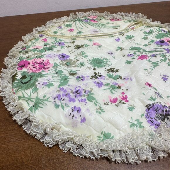 Vintage Lingerie Bag Celebrity Hamper Mid-Century Round Vinyl - Picture 2 of 5